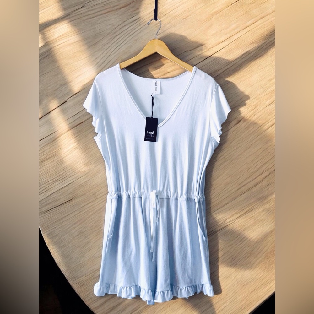 Smash + Tess “The Forever Shorty Romper” White Size L NWT